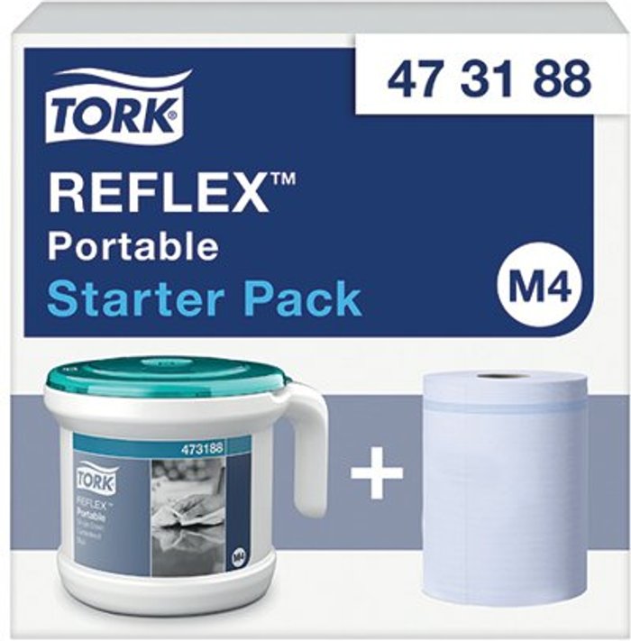 Office Monster | Tork Tork Reflex Portable Dispenser and Roll Starter Pack 473188 Tork Tork Reflex Portable Dispenser and Roll Starter Pack 473188