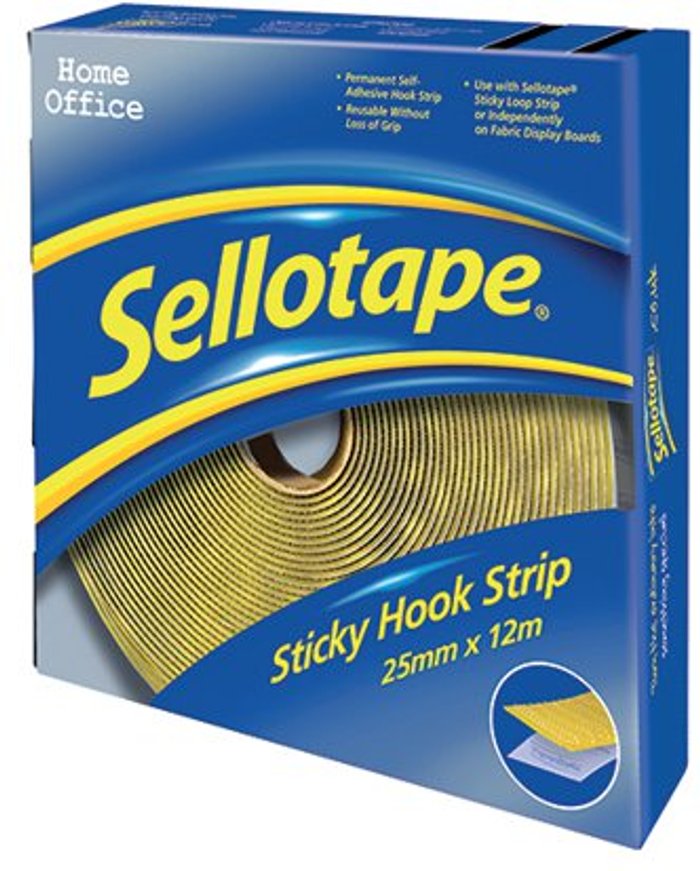 Office Monster | Sellotape Sellotape Sticky Hook Strip 25mmx12m 1445179 Sellotape Sellotape Sticky Hook Strip 25mmx12m 1445179