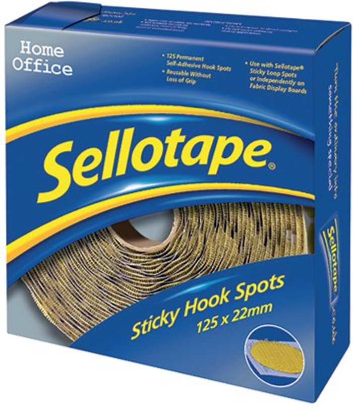 Office Monster | Sellotape Sellotape Sticky Hook Spots 22mm (Pack of 125) 1445185 Sellotape Sellotape Sticky Hook Spots 22mm (Pack of 125) 1445185