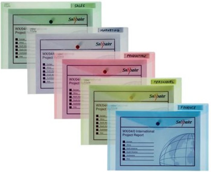 Office Monster | Snopake Snopake Polyfile Classic Foolscap Assorted (Pack of 5) 10087 Snopake Snopake Polyfile Classic Foolscap Assorted (Pack of 5) 10087