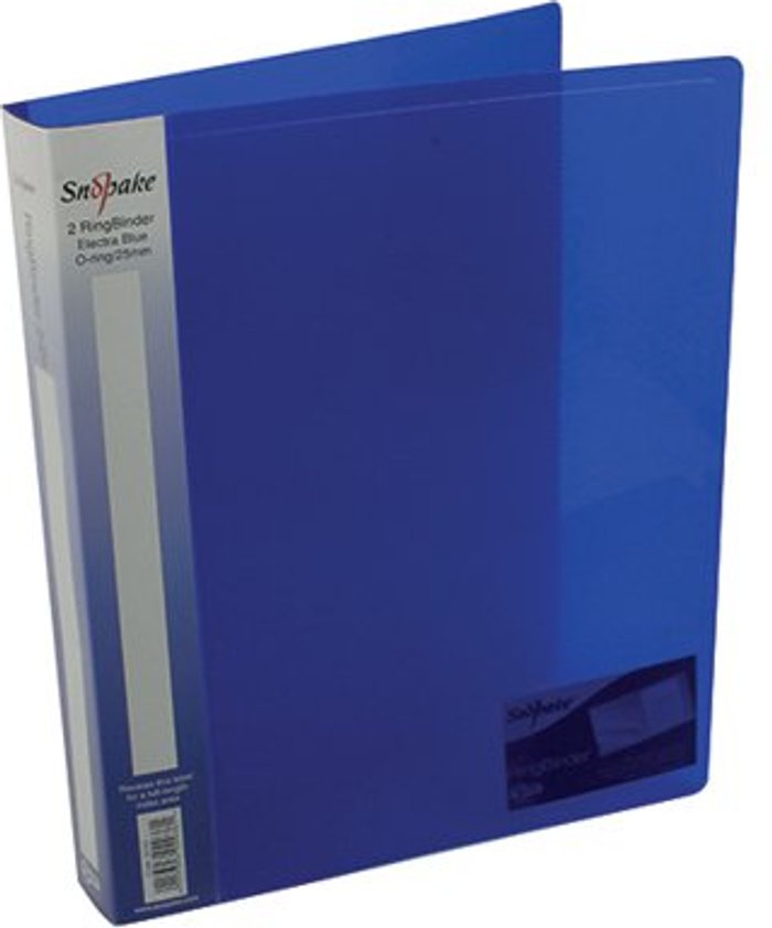 Office Monster | Snopake Snopake 2 Ring Binder 25mm A4 Electra Blue (Pack of 10) 10159 Snopake Snopake 2 Ring Binder 25mm A4 Electra Blue (Pack of 10) 10159