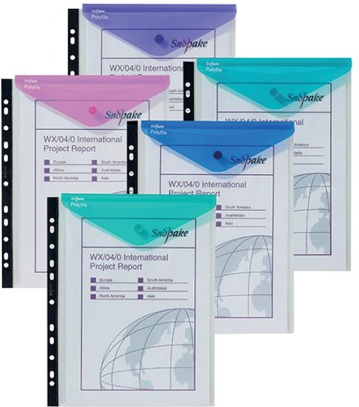 Office Monster | Snopake Snopake Polyfile Ring Binder Wallet A4 Assorted (Pack of 5) 15695 Snopake Snopake Polyfile Ring Binder Wallet A4 Assorted (Pack of 5) 15695