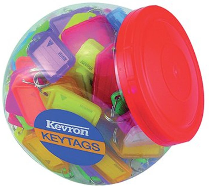 Office Monster | Kevron Kevron Plastic Clicktag Key Tag Large Assorted Tub (Pack of 150) ID5AC150 Kevron Kevron Plastic Clicktag Key Tag Large Assorted Tub (Pack of 150) ID5AC150