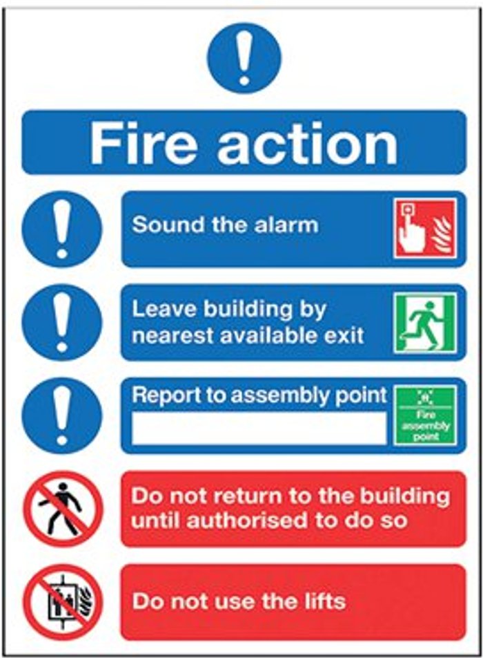 Office Monster | Signs and Labels Safety Sign Fire Action Symbol A5 FR099A5 Signs and Labels Safety Sign Fire Action Symbol A5 FR099A5