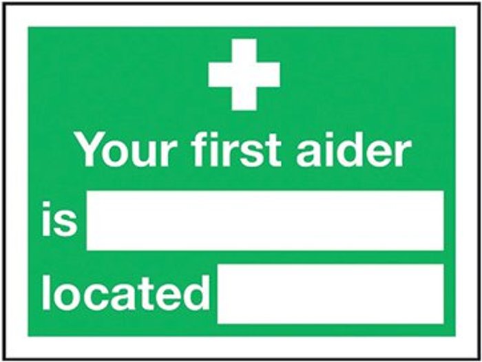 Office Monster | Signs and Labels Safety Sign Your First Aider Is 150x200mm Self-Adhesive E42A/S Signs and Labels Safety Sign Your First Aider Is 150x200mm Self-Adhesive E42A/S