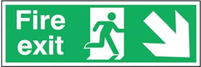 Office Monster | Signs and Labels Safety Sign Fire Exit Running Man Arrow Down/Right 150x450mm Self-Adhesive E99S/S Signs and Labels Safety Sign Fire Exit Running Man Arrow Down/Right 150x450mm Self-Adhesive E99S/S