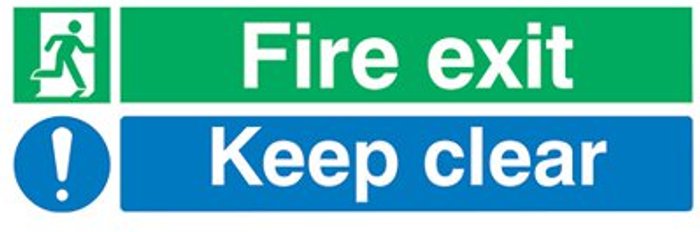 Office Monster | Signs and Labels Safety Sign Fire Exit Keep Clear 150x450mm PVC EC08S/R Signs and Labels Safety Sign Fire Exit Keep Clear 150x450mm PVC EC08S/R