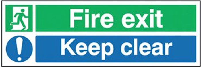 Office Monster | Signs and Labels Safety Sign Fire Exit Keep Clear 150x450mm Self-Adhesive EC08S/S Signs and Labels Safety Sign Fire Exit Keep Clear 150x450mm Self-Adhesive EC08S/S
