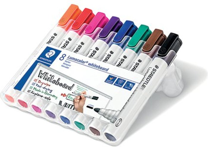 Office Monster | Staedtler Staedtler Lumocolor 351 Drywipe Marker Assorted (Pack of 8) 351 WP8 Staedtler Staedtler Lumocolor 351 Drywipe Marker Assorted (Pack of 8) 351 WP8