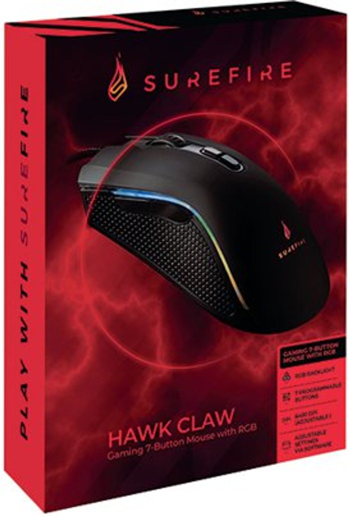 Office Monster | SureFire SureFire Hawk Claw Gaming 7-Button Mouse with RGB 48815 SureFire SureFire Hawk Claw Gaming 7-Button Mouse with RGB 48815
