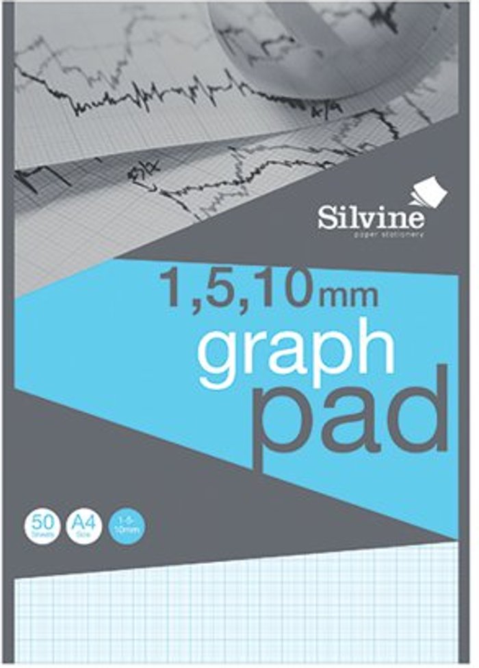 Office Monster | Silvine Silvine Graph Pad 1/5/10mm 50 Sheets A4 A4GP1510 Silvine Silvine Graph Pad 1/5/10mm 50 Sheets A4 A4GP1510