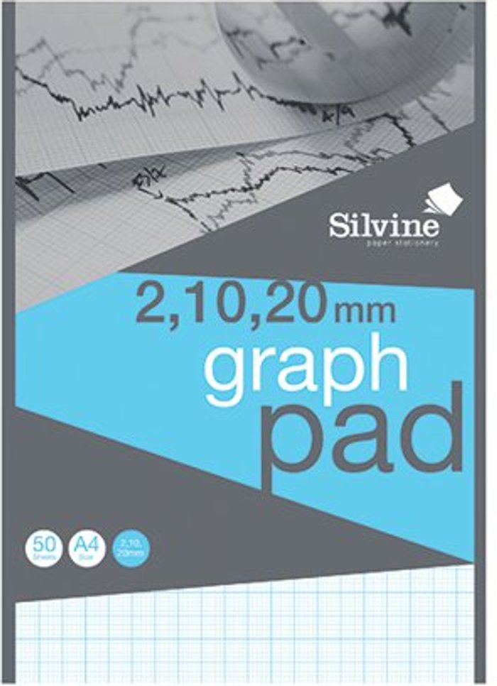Office Monster | Silvine Silvine Graph Pad 2/10/20mm 50 Sheets A4 A4GP21020 Silvine Silvine Graph Pad 2/10/20mm 50 Sheets A4 A4GP21020