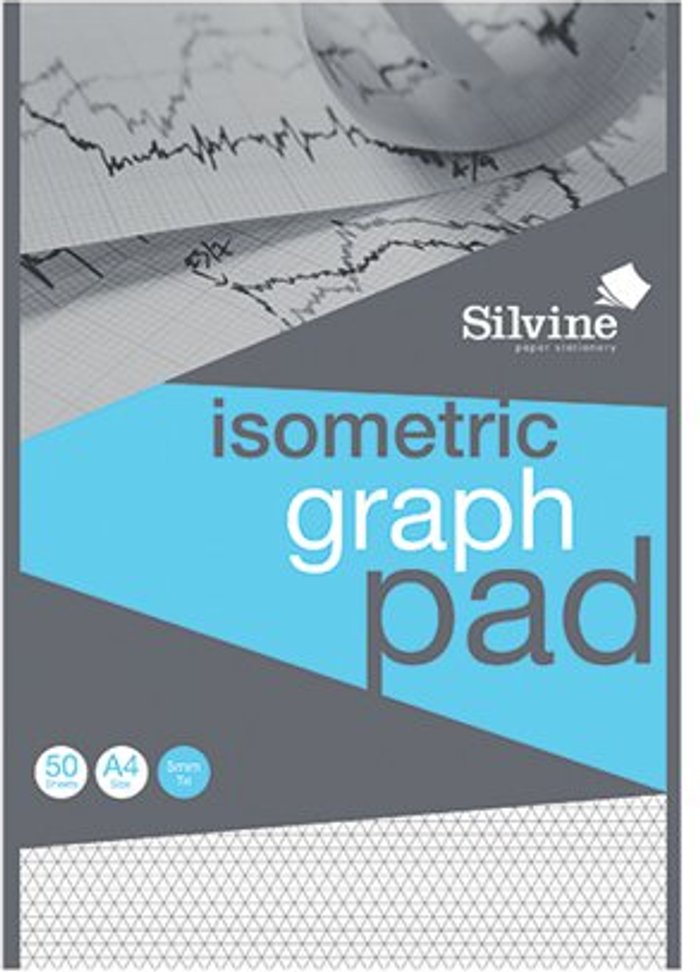 Office Monster | Silvine Silvine Graph Pad 5mm Isometric 50 Sheets A4 A4GPISO Silvine Silvine Graph Pad 5mm Isometric 50 Sheets A4 A4GPISO