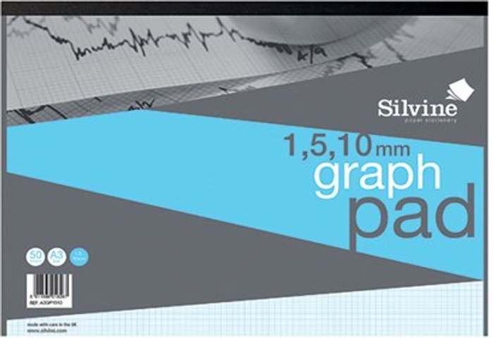 Office Monster | Silvine Silvine Graph Pad 1/5/10mm 50 Sheets A3 A3GP1510 Silvine Silvine Graph Pad 1/5/10mm 50 Sheets A3 A3GP1510