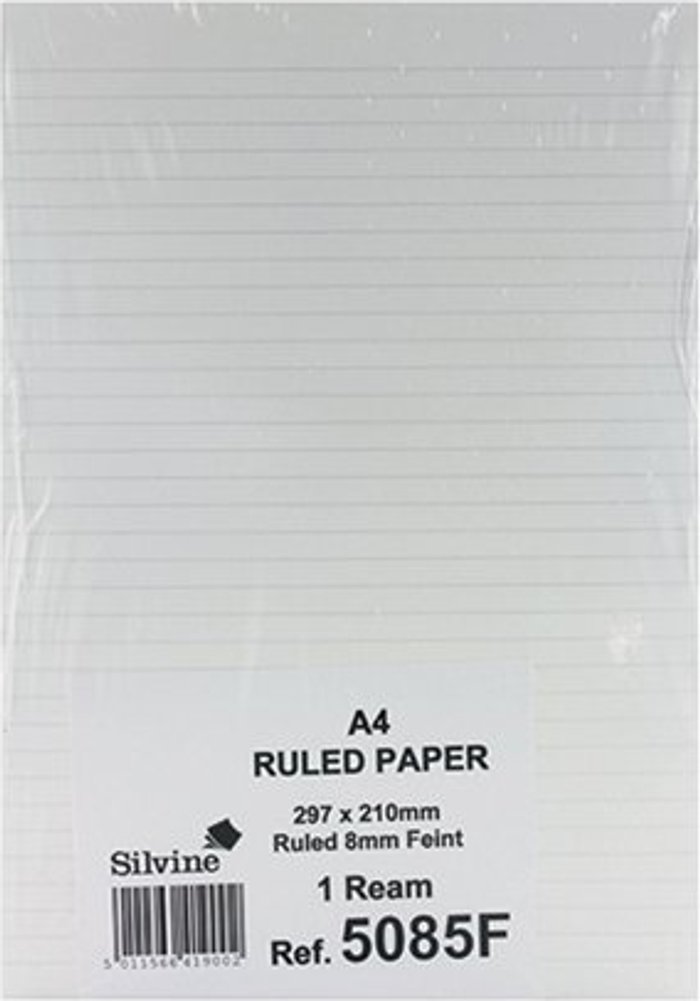Office Monster | Silvine Silvine Feint Ruled Unpunched Fly Paper A4 (Pack of 500) 5085FEINT Silvine Silvine Feint Ruled Unpunched Fly Paper A4 (Pack of 500) 5085FEINT
