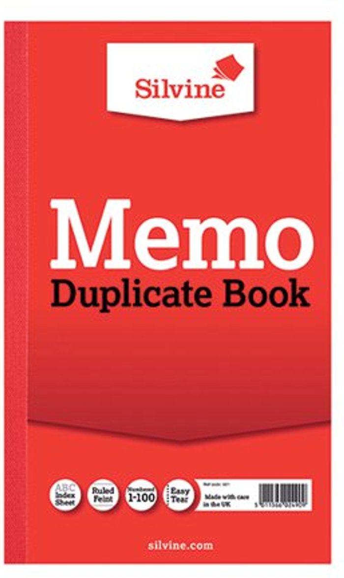 Office Monster | Silvine Silvine Duplicate Memo Book 210x127mm (Pack of 6) 601 Silvine Silvine Duplicate Memo Book 210x127mm (Pack of 6) 601