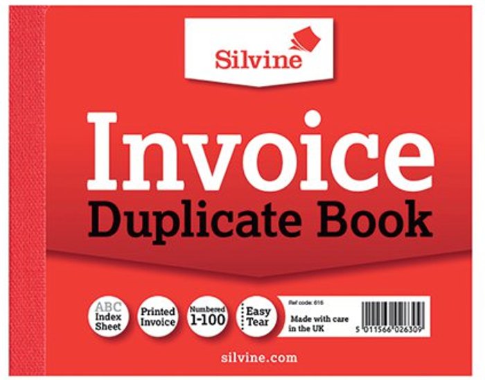 Office Monster | Silvine Silvine Duplicate Invoice Book 102x127mm (Pack of 12) 616 Silvine Silvine Duplicate Invoice Book 102x127mm (Pack of 12) 616
