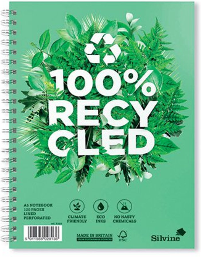Office Monster | Silvine Silvine Premium Recycled Wirebound Notebook A5 (Pack of 5) R103 Silvine Silvine Premium Recycled Wirebound Notebook A5 (Pack of 5) R103