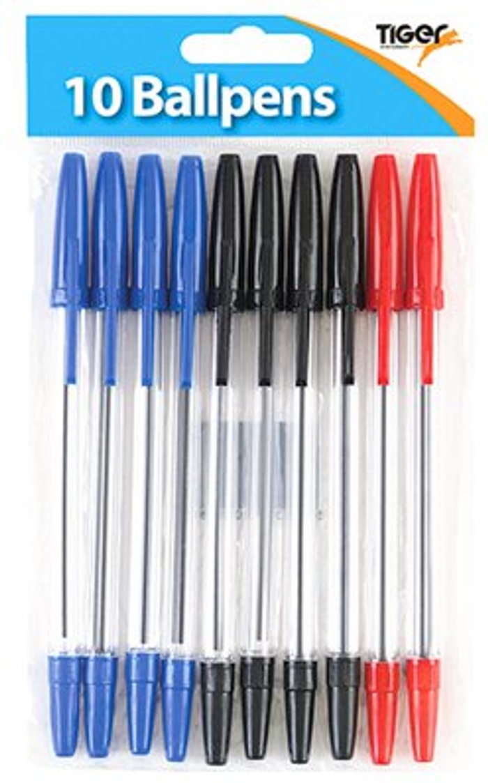 Office Monster | Tiger Tiger Ballpoint Pens Black Blue and Red 12x10 Pens (Pack of 120) 302011 Tiger Tiger Ballpoint Pens Black Blue and Red 12x10 Pens (Pack of 120) 302011