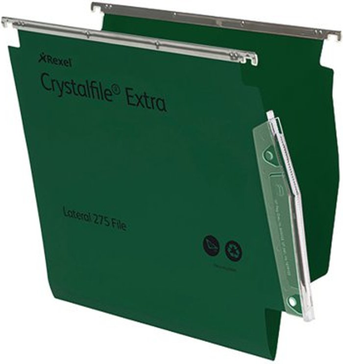 Office Monster | Crystalfile Rexel CrystalFile Extra 15mm Lateral File Green (Pack of 25) 70637 Crystalfile Rexel CrystalFile Extra 15mm Lateral File Green (Pack of 25) 70637