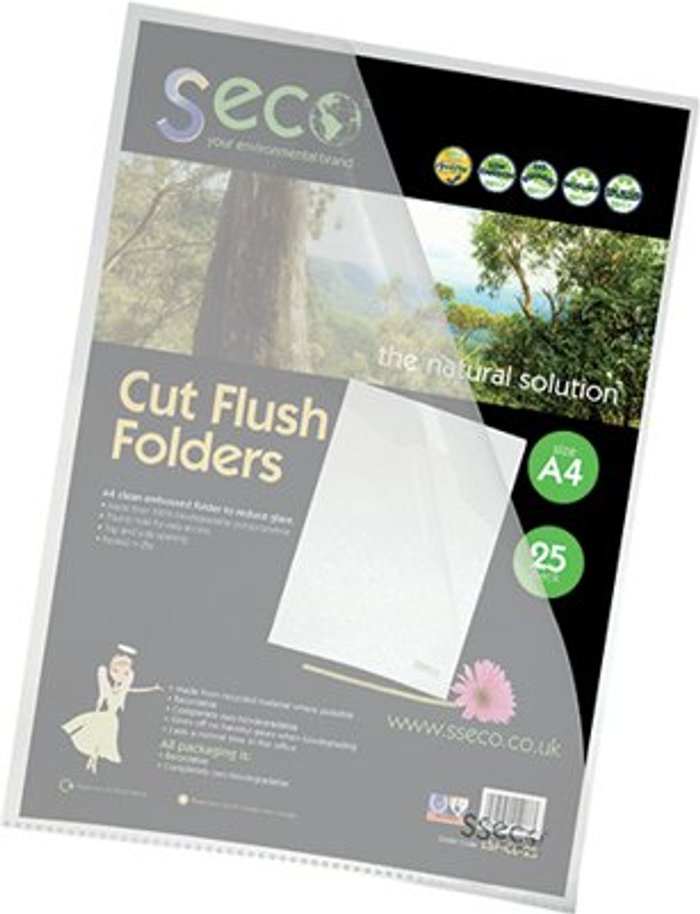 Office Monster | Seco Stewart Superior Seco CutFlush Folder A4 Clear (Pack of 25) LSF-CL/25 Seco Stewart Superior Seco CutFlush Folder A4 Clear (Pack of 25) LSF-CL/25