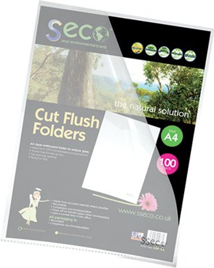 Office Monster | Seco Stewart Superior Eco Cut Flush Folder Clear (Pack of 100) LSF-CL Seco Stewart Superior Eco Cut Flush Folder Clear (Pack of 100) LSF-CL