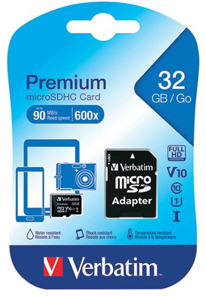 Office Monster | Verbatim Verbatim Premium U1 MicroSDHC Card 32GB + Adapter Verbatim Verbatim Premium U1 MicroSDHC Card 32GB + Adapter