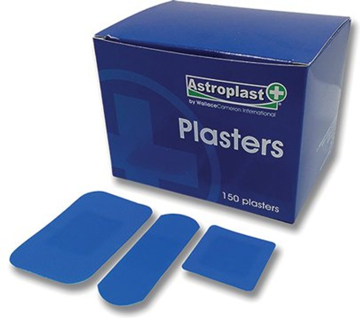 Office Monster | Wallace Cameron Wallace Cameron Blue Detectable Plaster Assorted (Pack of 150) 1214037 Wallace Cameron Wallace Cameron Blue Detectable Plaster Assorted (Pack of 150) 1214037