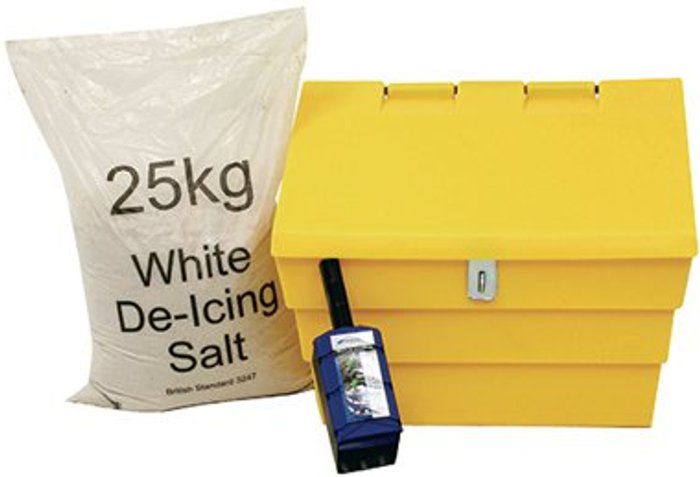 Office Monster | Slingsby 50 Litre Lockable Grit Bin and 25kg Salt Kit 389116 Slingsby 50 Litre Lockable Grit Bin and 25kg Salt Kit 389116