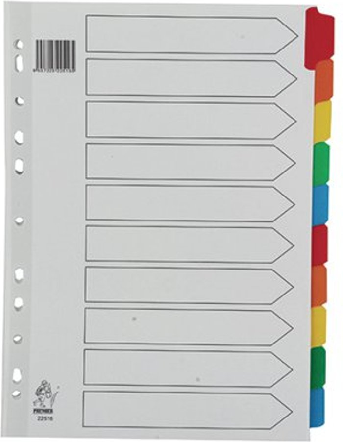 Office Monster | Unbranded A4 Mylar Divider 10-Part White with Assorted Tabs WX01526 Unbranded A4 Mylar Divider 10-Part White with Assorted Tabs WX01526