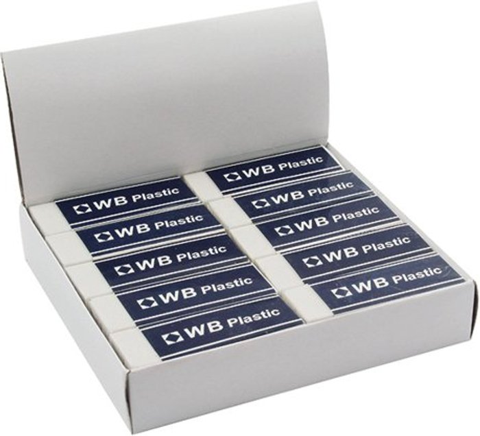 Office Monster | WB White Pencil Erasers (Pack of 20) WX01696 WB White Pencil Erasers (Pack of 20) WX01696