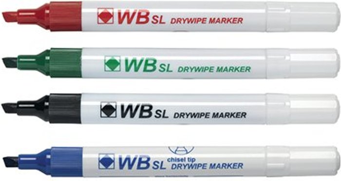 Office Monster | Unbranded Assorted Whiteboard Markers Chisel Tip (Pack of 4) WX26038 Unbranded Assorted Whiteboard Markers Chisel Tip (Pack of 4) WX26038