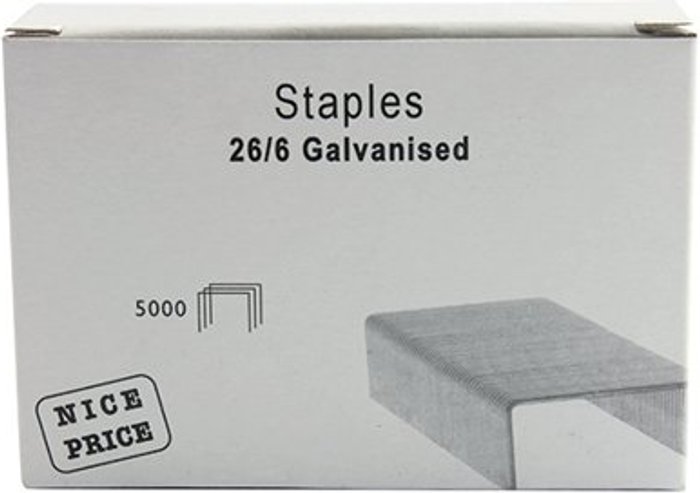 Office Monster | Unbranded 26/6mm Metal Staples (Pack of 5000) WX27001 Unbranded 26/6mm Metal Staples (Pack of 5000) WX27001