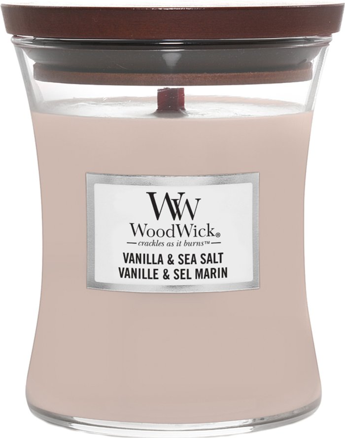 Fragrancedirect | WoodWick WoodWick Hourglass Candles Vanilla & Sea Salt Medium Candle 275g / 9.7 oz. WoodWick WoodWick Hourglass Candles Vanilla & Sea Salt Medium Candle 275g / 9.7 oz.