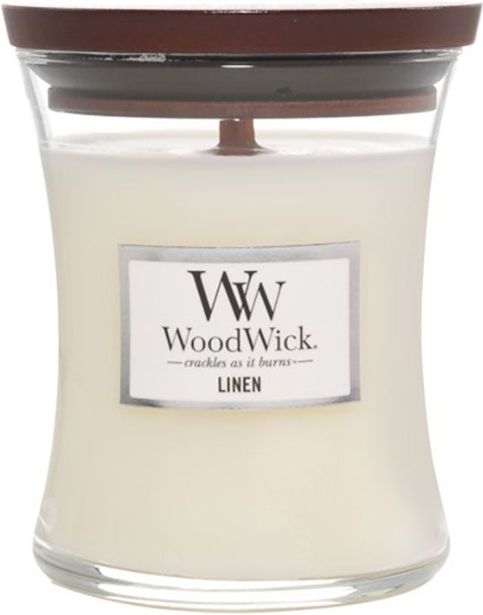 Fragrancedirect | WoodWick WoodWick Hourglass Candles Linen Medium Candle 275g / 9.7 oz. WoodWick WoodWick Hourglass Candles Linen Medium Candle 275g / 9.7 oz.