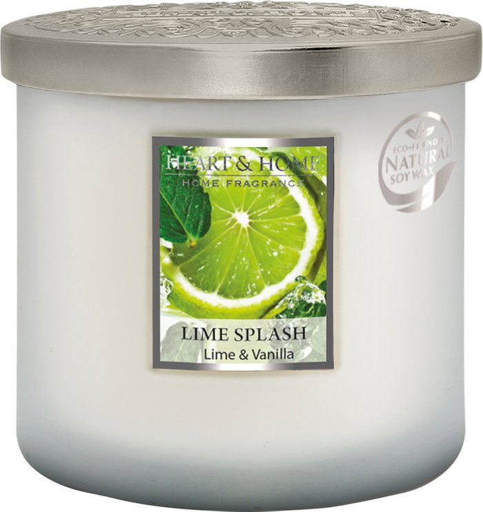 Fragrancedirect | Heart & Home Heart & Home Elipse Candles Twin Wick Jar Lime Splash 220g Heart & Home Heart & Home Elipse Candles Twin Wick Jar Lime Splash 220g