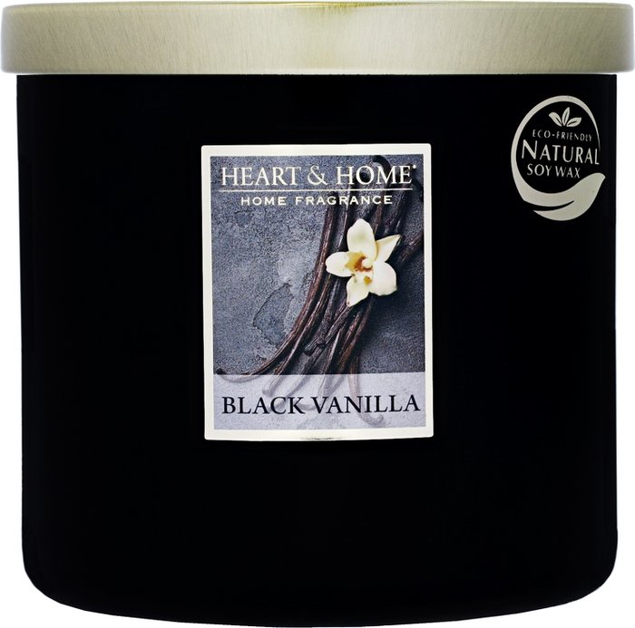 Fragrancedirect | Heart & Home Heart & Home Elipse Candles Twin Wick Black Vanilla 220g Heart & Home Heart & Home Elipse Candles Twin Wick Black Vanilla 220g
