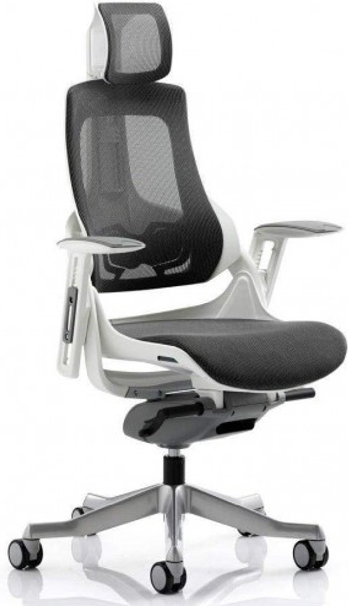 Office Monster | Zure Zure Executive Chair Charcoal Mesh With Arms With Headrest Zure Zure Executive Chair Charcoal Mesh With Arms With Headrest