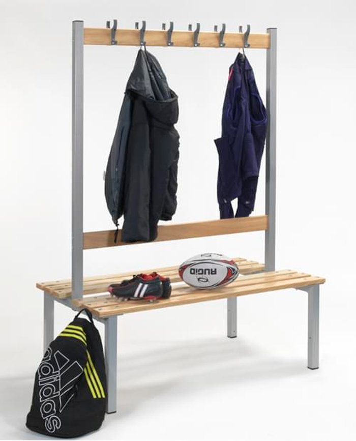 Office Monster | Own Brand Double Sided Changeroom Locker Room Bench with Hooks 300mm Deep 2000mm Wide Own Brand Double Sided Changeroom Locker Room Bench with Hooks 300mm Deep 2000mm Wide
