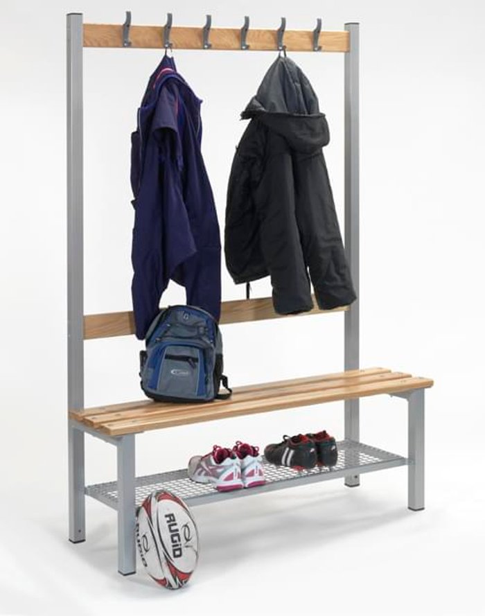 Office Monster | Own Brand Single Sided Changeroom Locker Room Bench with Hooks Foot Tray 300mm Deep 1200mm Wide Own Brand Single Sided Changeroom Locker Room Bench with Hooks Foot Tray 300mm Deep 1200mm Wide