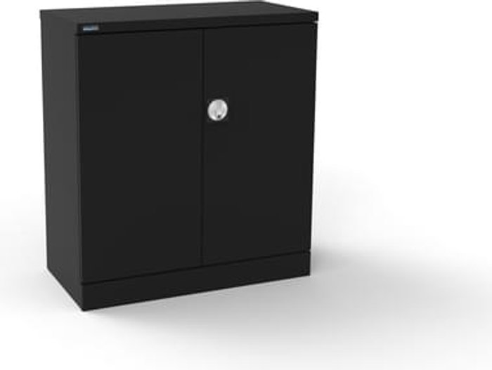 Office Monster | Kontrax Silverline Kontrax 2 Door Cupboard with 1 Shelf - Pre-Assembled - Black Kontrax Silverline Kontrax 2 Door Cupboard with 1 Shelf - Pre-Assembled - Black