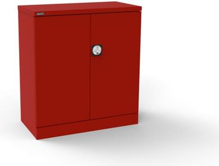 Office Monster | Kontrax Silverline Kontrax 2 Door Cupboard with 1 Shelf - Pre-Assembled - Red Kontrax Silverline Kontrax 2 Door Cupboard with 1 Shelf - Pre-Assembled - Red