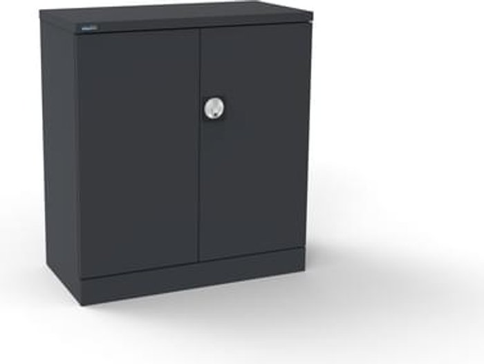 Office Monster | Kontrax Silverline Kontrax 2 Door Cupboard with 1 Shelf - Flat Pack - Graphite Grey Kontrax Silverline Kontrax 2 Door Cupboard with 1 Shelf - Flat Pack - Graphite Grey