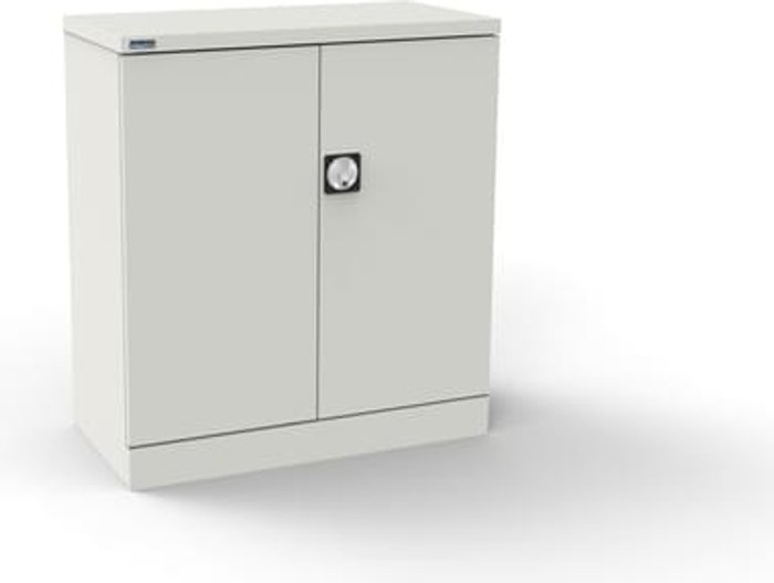 Office Monster | Kontrax Silverline Kontrax 2 Door Cupboard with 1 Shelf - Pre-Assembled - White Kontrax Silverline Kontrax 2 Door Cupboard with 1 Shelf - Pre-Assembled - White