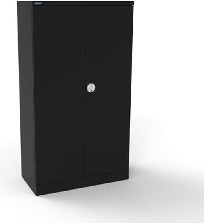 Office Monster | Kontrax Silverline Kontrax 2 Door Cupboard with 2 Shelves - Pre-Assembled - Black Kontrax Silverline Kontrax 2 Door Cupboard with 2 Shelves - Pre-Assembled - Black