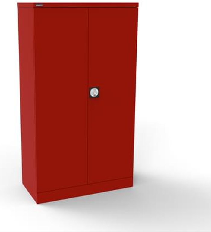 Office Monster | Kontrax Silverline Kontrax 2 Door Cupboard with 2 Shelves - Pre-Assembled - Red Kontrax Silverline Kontrax 2 Door Cupboard with 2 Shelves - Pre-Assembled - Red