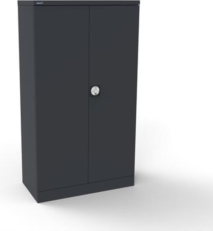 Office Monster | Kontrax Silverline Kontrax 2 Door Cupboard with 2 Shelves - Pre-Assembled - Graphite Grey Kontrax Silverline Kontrax 2 Door Cupboard with 2 Shelves - Pre-Assembled - Graphite Grey