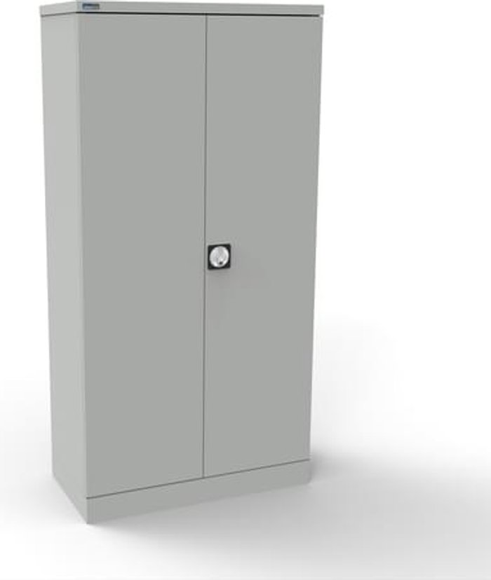 Office Monster | Kontrax Silverline Kontrax 2 Door Cupboard with 3 Shelves - Flat Pack - Light Grey Kontrax Silverline Kontrax 2 Door Cupboard with 3 Shelves - Flat Pack - Light Grey