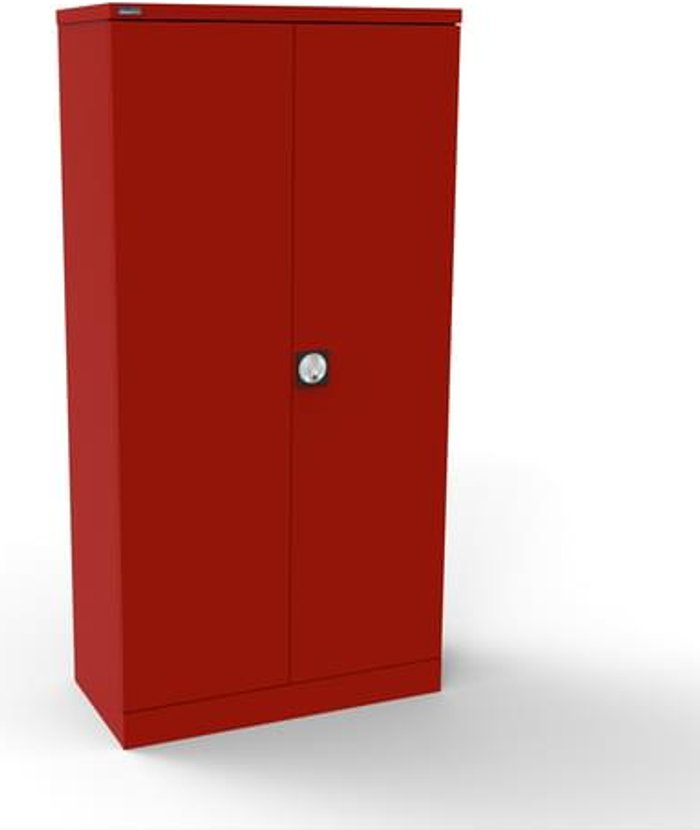 Office Monster | Kontrax Silverline Kontrax 2 Door Cupboard with 3 Shelves - Flat Pack - Red Kontrax Silverline Kontrax 2 Door Cupboard with 3 Shelves - Flat Pack - Red