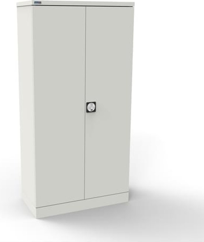 Office Monster | Kontrax Silverline Kontrax 2 Door Cupboard with 3 Shelves - Pre-Assembled - White Kontrax Silverline Kontrax 2 Door Cupboard with 3 Shelves - Pre-Assembled - White